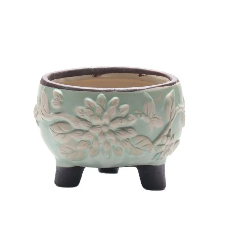 Korean Painted Floret Embossed Succulent Ceramic Flowerpot Vintage Green Plant Potted Art Ornament Home Creative Gardening
Korean Painted Floret Embossed Succulent Ceramic Flowerpot Vintage Green Plant Potted Art Ornament Home Creative Gardening