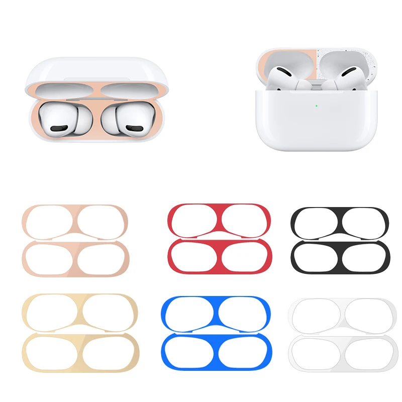 Металлическая защита от пыли для Airpods Pro наклейка аксессуары Кожи Чехол зарядный