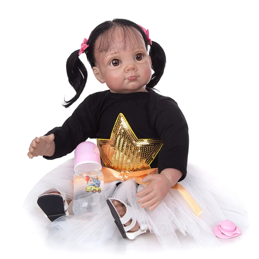 Reborn baby doll 22" Inch Realistic Newborn Baby Dolls Reborn Lifelike black skin silicone baby Handmade Toddler Dolls Toys
Reborn baby doll 22" Inch Realistic Newborn Baby Dolls Reborn Lifelike black skin silicone baby Handmade Toddler Dolls Toys