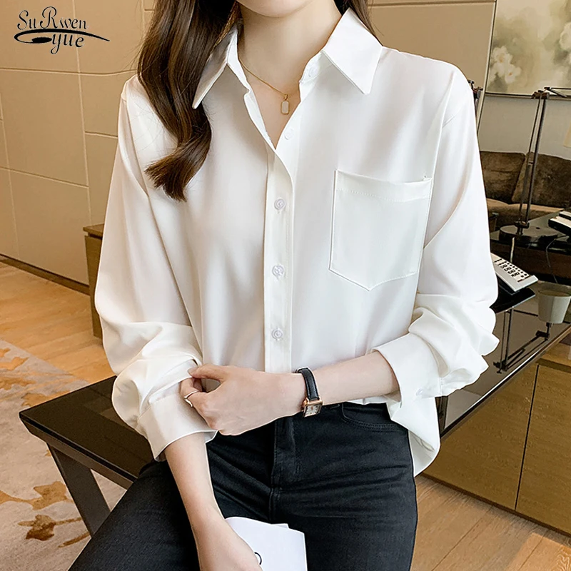Vintage Pocket Shirt Office Lady Shirt Sweet Women Tops Autumn Korean Fashion Loose Long Sleeve Blouse Simple Solid Blusas 17252
Vintage Pocket Shirt Office Lady Shirt Sweet Women Tops Autumn Korean Fashion Loose Long Sleeve Blouse Simple Solid Blusas 17252