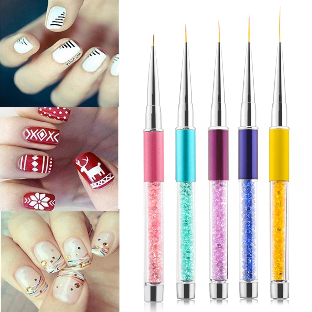 5pcs Nail Art Liner Painting Brush Rhinestones Handle DIY UV Gel Acrylic Tips Grid Stripes Drawing Pen Manicure Tools
5pcs Nail Art Liner Painting Brush Rhinestones Handle DIY UV Gel Acrylic Tips Grid Stripes Drawing Pen Manicure Tools