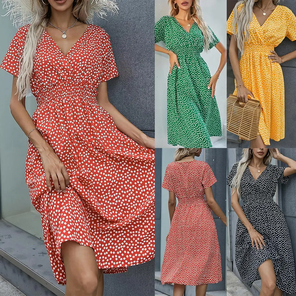 Floral Print Women High Waist Wrap Dress Boho Vintage Polka Dot Female Elegant Sundress V-neck Short Sleeve Holiday Dress D30
Floral Print Women High Waist Wrap Dress Boho Vintage Polka Dot Female Elegant Sundress V-neck Short Sleeve Holiday Dress D30