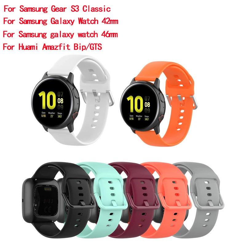 

for Samsung Galaxy Watch 42m 46mm Watch 3 41mm 45mm Band Active 2 Gear S2 S3 Huawei Watch gt 2 Bracelet20mm 22mm Silicone Strap
