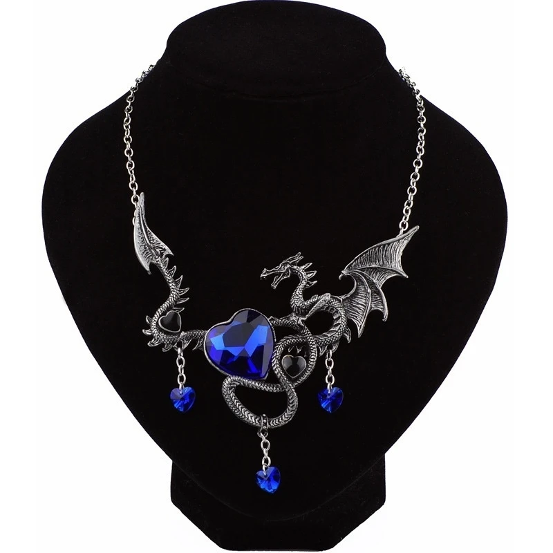 Fashion Heart-Shaped Gemstone Pendant Punk Fire-Breathing Dragon Necklace Jewelry
Fashion Heart-Shaped Gemstone Pendant Punk Fire-Breathing Dragon Necklace Jewelry