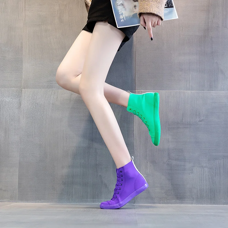 Spring and summer 2021 high top new dance red women's shoes colorful green bottom light
Spring and summer 2021 high top new dance red women's shoes colorful green bottom light