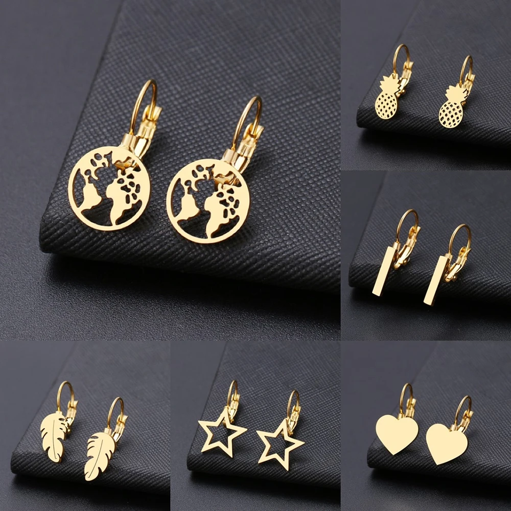 Fashion Earring World Map/Pineapple/Love Heart/Star Small Geometric Gift For Women Party Alentine's Day Stainless Steel Jewelry
Fashion Earring World Map/Pineapple/Love Heart/Star Small Geometric Gift For Women Party Alentine's Day Stainless Steel Jewelry