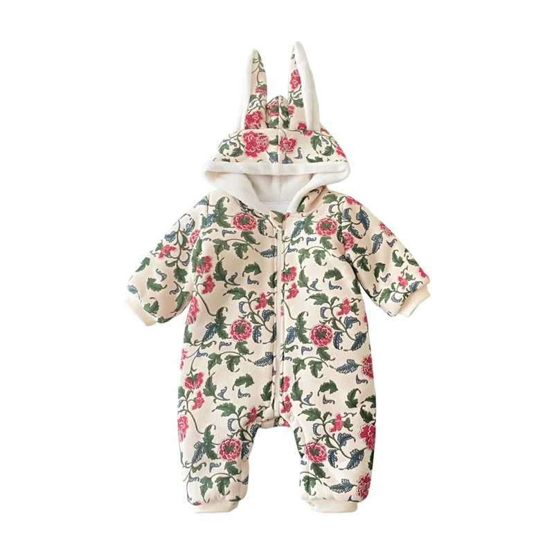 Baby Jumpsuit Baby Girl's Rabbit Ears Romper Floral Newborn Clothes Winter Thickening
Baby Jumpsuit Baby Girl's Rabbit Ears Romper Floral Newborn Clothes Winter Thickening