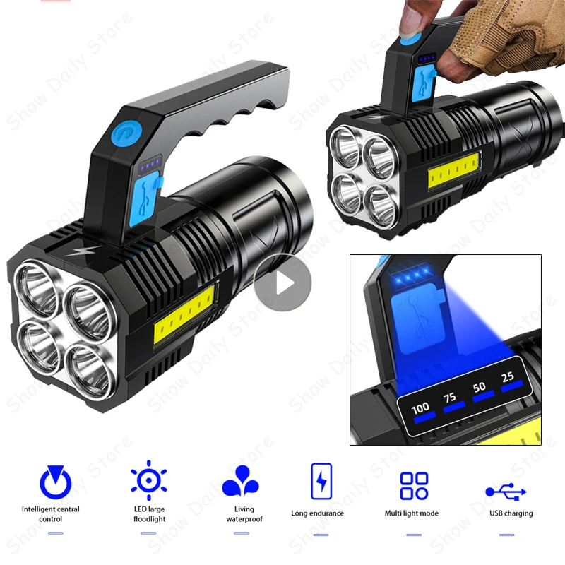 LED Flashlights Handheld Lantern Camping Portable Lamp Strong Light Long-shot USB Rechargeable Built-in Battery Outdoor Lighting
LED Flashlights Handheld Lantern Camping Portable Lamp Strong Light Long-shot USB Rechargeable Built-in Battery Outdoor Lighting