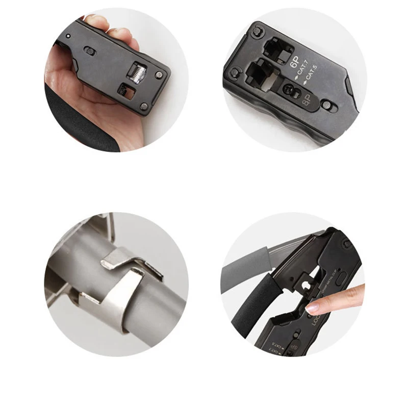 RJ45 Tool Network Crimper Tools for Cat7 Cat6 Cat5E Cat5 STP Plugs RJ45 Connector Cables Multifunction Crimp Metal Clip
RJ45 Tool Network Crimper Tools for Cat7 Cat6 Cat5E Cat5 STP Plugs RJ45 Connector Cables Multifunction Crimp Metal Clip