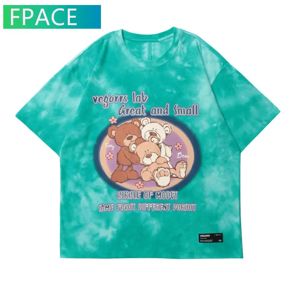 FPACE Tshirts Streetwear Harajuku Cartoon Bears Tie Dye Short Sleeve Tees Shirts Streetwear Hip Hop Casual Cotton Loose Tops
FPACE Tshirts Streetwear Harajuku Cartoon Bears Tie Dye Short Sleeve Tees Shirts Streetwear Hip Hop Casual Cotton Loose Tops