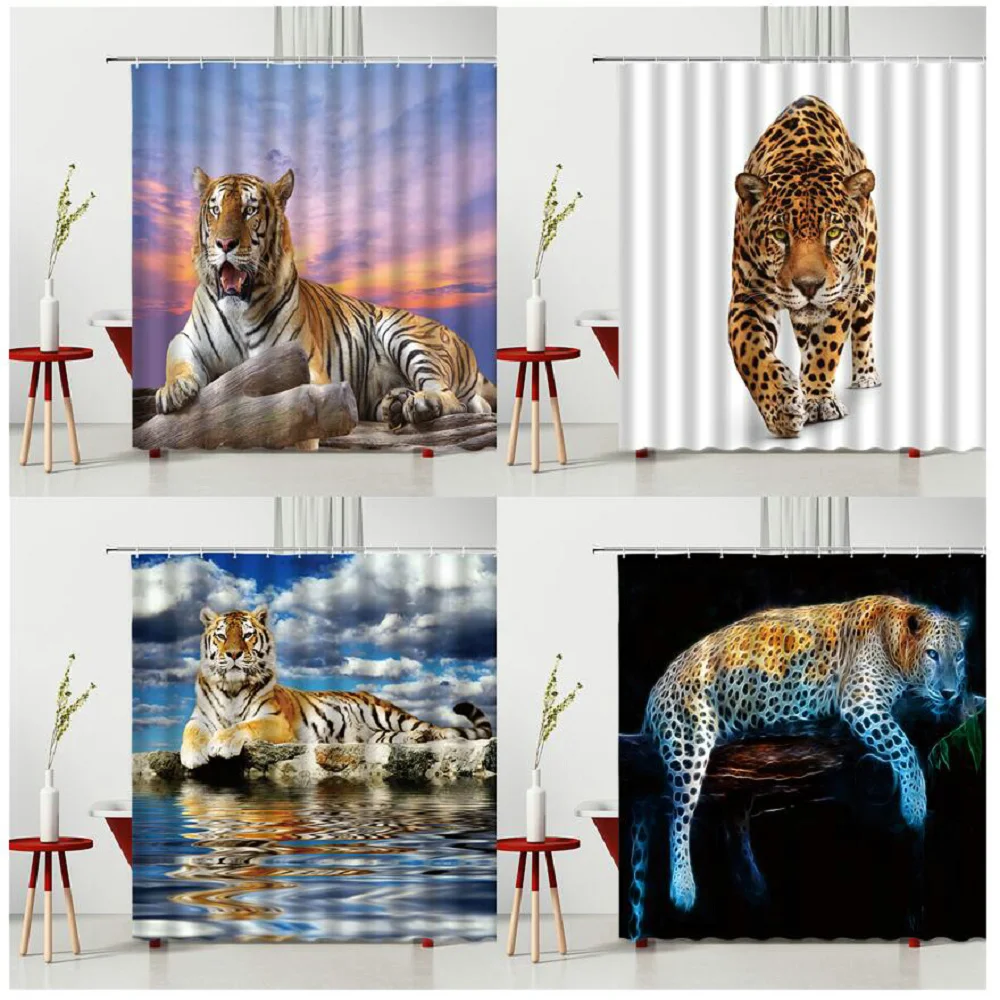 Animals Printed Lion Tiger Leopard Bath Curtains Waterproof Polyester Cloth Washable Bathroom Shower Curtain With Hooks
Animals Printed Lion Tiger Leopard Bath Curtains Waterproof Polyester Cloth Washable Bathroom Shower Curtain With Hooks