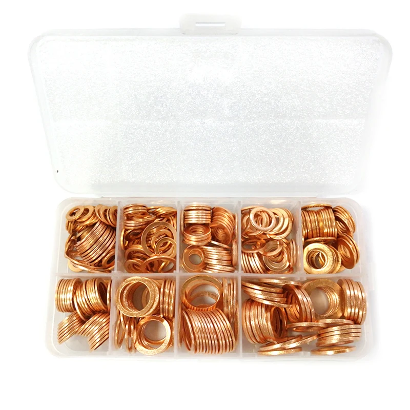 400pcs Mixed M5 M6 M8 M10 M12 M14 M16 M18 M20 M22 Copper Seals Oil Copper Rings Copper Washers Hardware Fasteners Accessories
400pcs Mixed M5 M6 M8 M10 M12 M14 M16 M18 M20 M22 Copper Seals Oil Copper Rings Copper Washers Hardware Fasteners Accessories