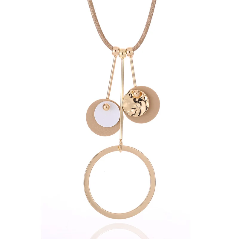 

ELOHYI Long Necklace Double Plated Vintage Statement Geometric Pendants Women Fashion Jewelry Collares Mujer Kolye Jewelry