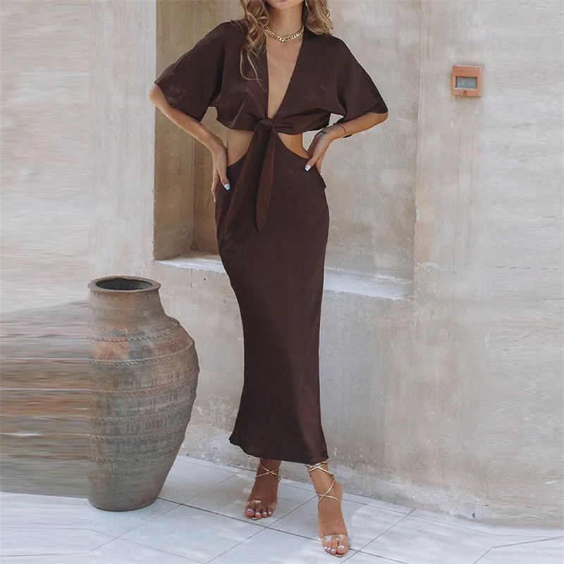 Satin Maxi Dresses for Women Summer 2021 Short Sleeve Elegant Sexy Party Cut Out Backless Bandage Vacation Flared Dress
Satin Maxi Dresses for Women Summer 2021 Short Sleeve Elegant Sexy Party Cut Out Backless Bandage Vacation Flared Dress