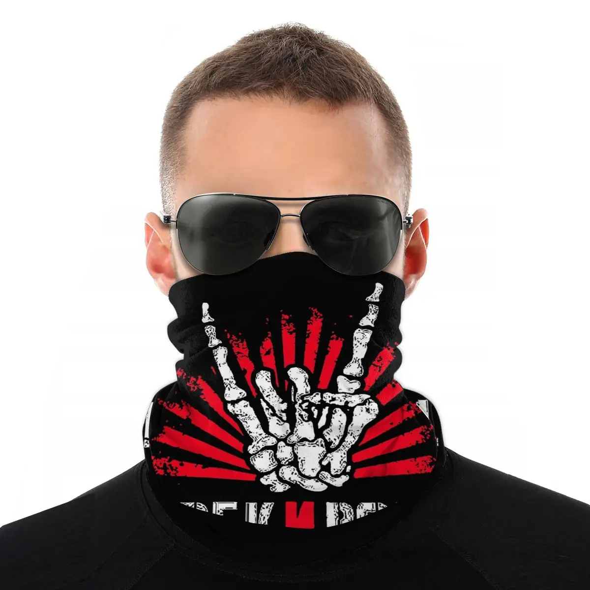 Rock On Scarf Half Face Mask Unisex Halloween Neck Warmer Seamless Bandanas Protective Headband Biking Hiking 
Rock On Scarf Half Face Mask Unisex Halloween Neck Warmer Seamless Bandanas Protective Headband Biking Hiking