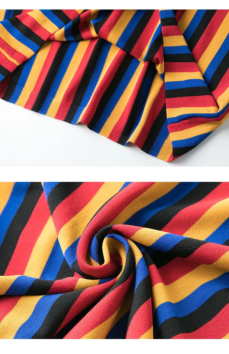 2021 Fashion Rainbow Striped Short Sleeve Sweater Turn-down Collar Thin Sweater JL-HY2019
2021 Fashion Rainbow Striped Short Sleeve Sweater Turn-down Collar Thin Sweater JL-HY2019