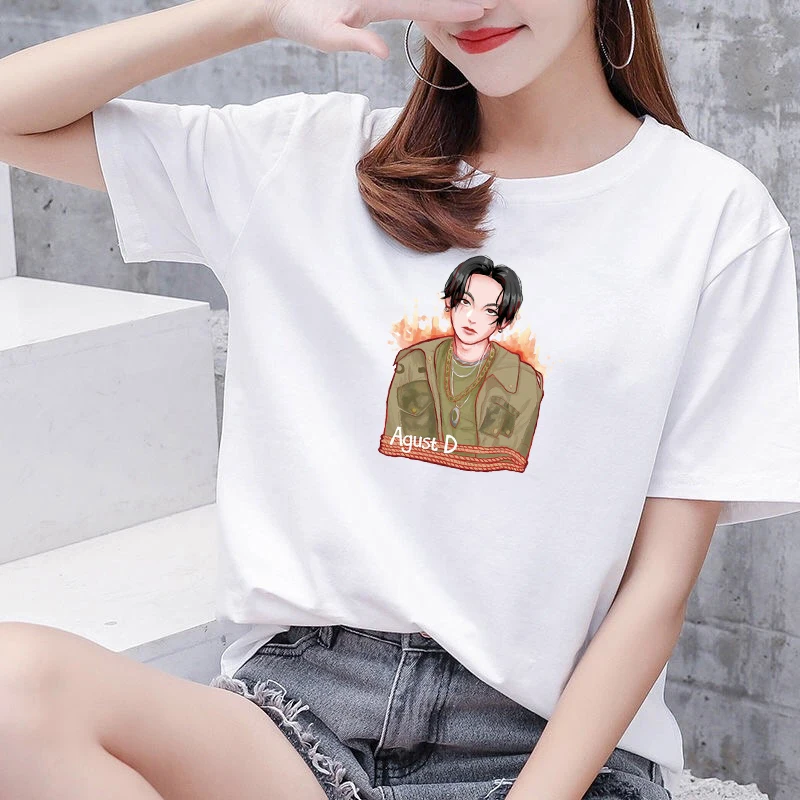 Min Yoon Gi Agust D Suga Graphic Print Women's T-shirt for Korean Idol New summer fashion Harajuku loose-fitting women's T-shirt
Min Yoon Gi Agust D Suga Graphic Print Women's T-shirt for Korean Idol New summer fashion Harajuku loose-fitting women's T-shirt