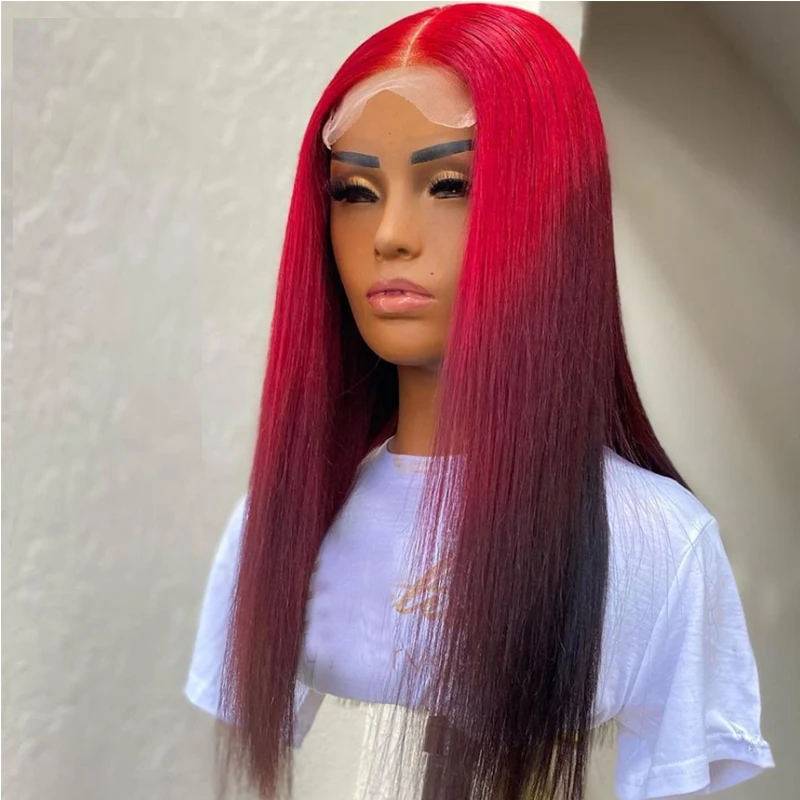Red Ombre Brazilian Human Hair Wigs Pre plucked 13x4 Lace Front Wigs For Women 180% Density Glueless Lace Wigs Bleached Knots
Red Ombre Brazilian Human Hair Wigs Pre plucked 13x4 Lace Front Wigs For Women 180% Density Glueless Lace Wigs Bleached Knots