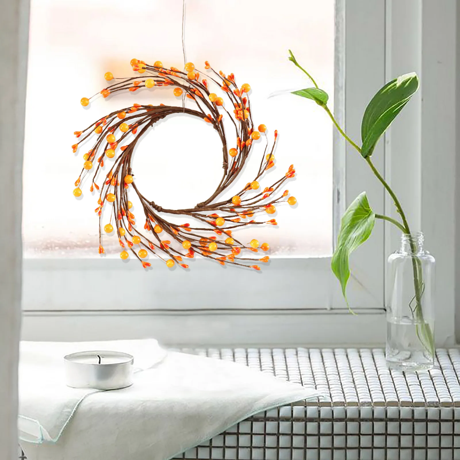Wall Hanging The Candle Ring Garland Wreath Christmas Simulation Berries Wall-mounted Artificial Flower Glue Door Hanger
Wall Hanging The Candle Ring Garland Wreath Christmas Simulation Berries Wall-mounted Artificial Flower Glue Door Hanger