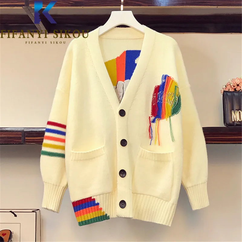 Autumn Winter Cardigan Women Knitted Sweater Jacket Pocket V-Neck Fashion Embroidery Knit Coat Plus Size Loose Sweaters Female
Autumn Winter Cardigan Women Knitted Sweater Jacket Pocket V-Neck Fashion Embroidery Knit Coat Plus Size Loose Sweaters Female