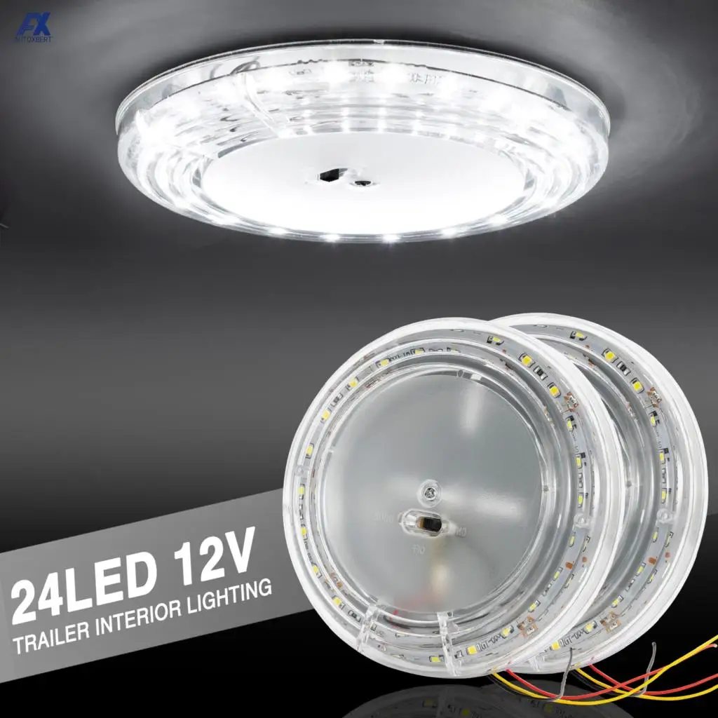 White 24 LED 12V Interior Dome Light Round Ceiling Lamp Super Bright Blinker For Trailer Lorry Caravan Camper Boat RV Auto Bus
White 24 LED 12V Interior Dome Light Round Ceiling Lamp Super Bright Blinker For Trailer Lorry Caravan Camper Boat RV Auto Bus