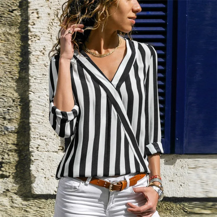 Women striped blouse Shirt Long Sleeve Blouse V-neck Shirts Casual Tops Blouse meat Chemisier Femme Blusas Mujer de Moda -CH29
Women striped blouse Shirt Long Sleeve Blouse V-neck Shirts Casual Tops Blouse meat Chemisier Femme Blusas Mujer de Moda -CH29