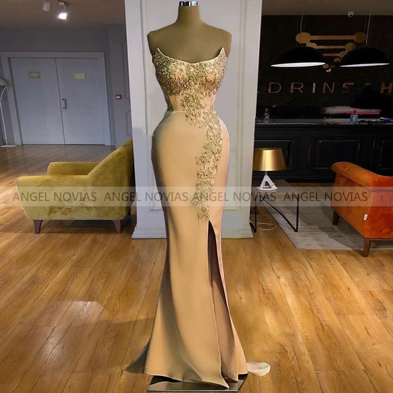 Long Champagne Bespoke Arabic Evening Dress 2021 with Slit Abendkleider Prom Party Gown vestido de noche
Long Champagne Bespoke Arabic Evening Dress 2021 with Slit Abendkleider Prom Party Gown vestido de noche