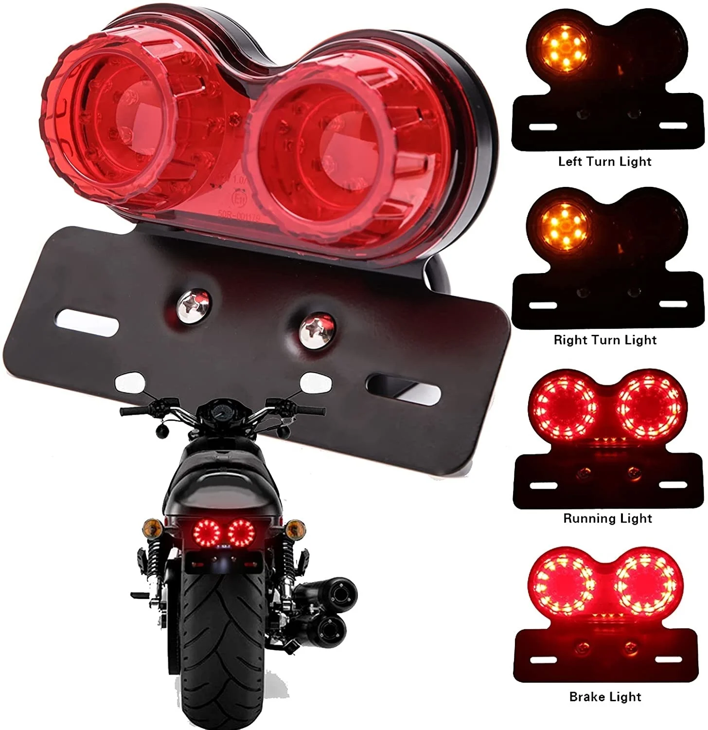 Brake Motorcycle LED Tail Light Turn Signal License Plate Compatible With Sportster 883 Street bike Dirt bike chopper
Brake Motorcycle LED Tail Light Turn Signal License Plate Compatible With Sportster 883 Street bike Dirt bike chopper