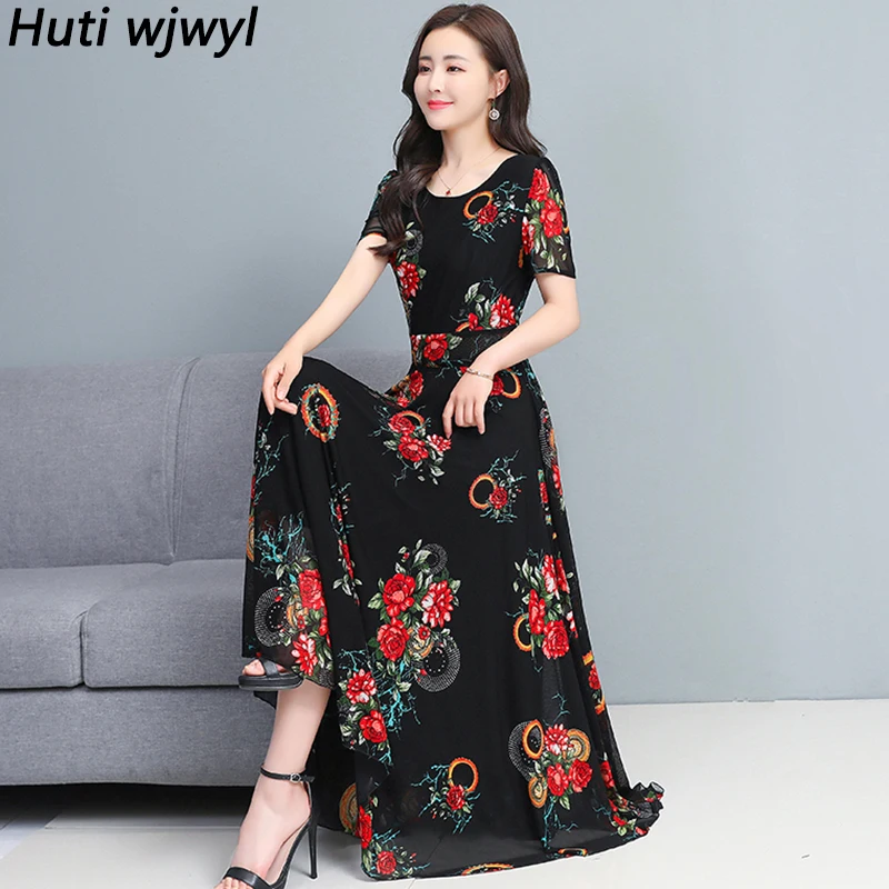 Женское шифоновое платье-макси в стиле бохо, черное элегантное облегающее пляжное платье Вечерние винтажным принтом, шифоновое платье сред... 
Женское шифоновое платье-макси в стиле бохо, черное элегантное облегающее пляжное платье Вечерние винтажным принтом, шифоновое платье сред...