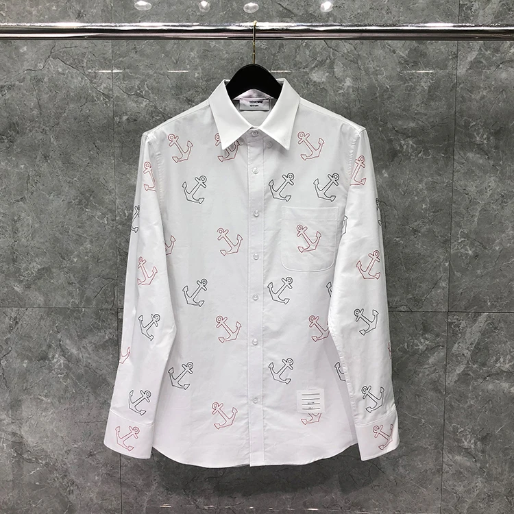 2021 Fashion Brand Shirts Summer Men Slim Long Sleeve Casual Shirt Turn Down Collar Oxford Anchor Pattern Men's Clothing
2021 Fashion Brand Shirts Summer Men Slim Long Sleeve Casual Shirt Turn Down Collar Oxford Anchor Pattern Men's Clothing