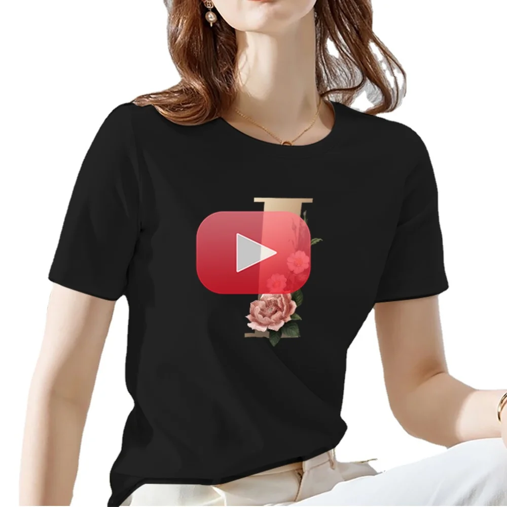 Women T-Shirt Black Classic All-match Ladies Tops O-Neck Fashion Flowers Letter Pattern Series Short Sleeve Tee Women's Clothing
Women T-Shirt Black Classic All-match Ladies Tops O-Neck Fashion Flowers Letter Pattern Series Short Sleeve Tee Women's Clothing