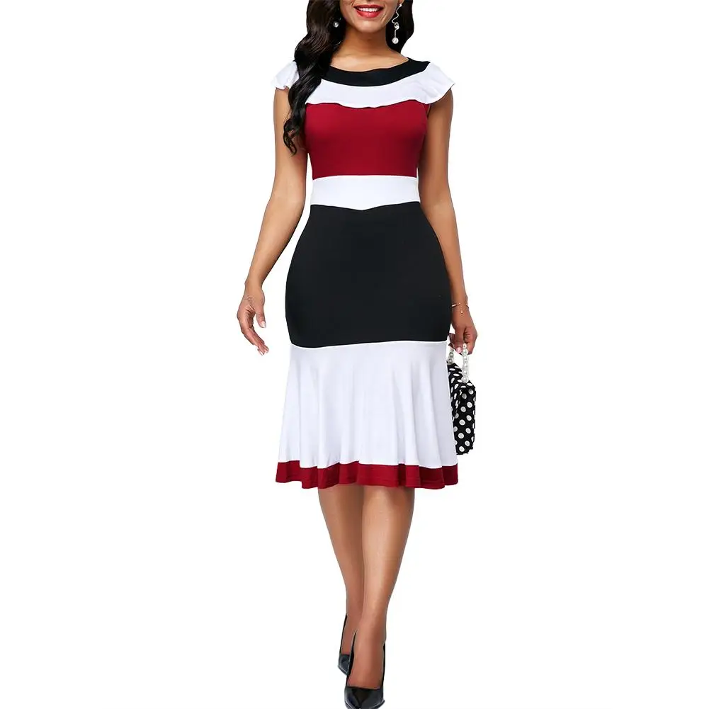 Женское офисное платье без рукавов, облегающее платье до колена с круглым вырезом и оборками на подоле, летнее платье 2020
Женское офисное платье без рукавов, облегающее платье до колена с круглым вырезом и оборками на подоле, летнее платье 2020