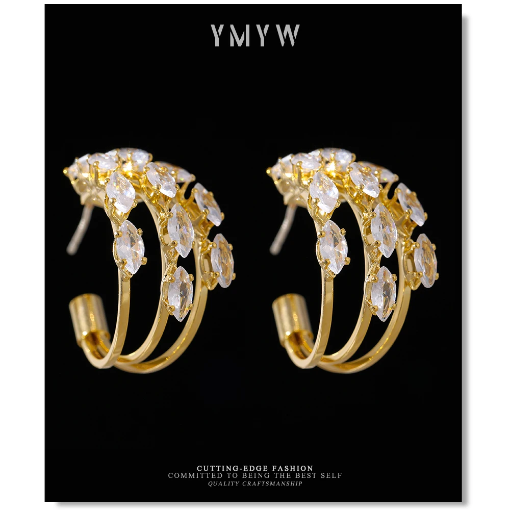 Серьги гвоздики YMYW AAA с фианитом Роскошные блестящие серьги ювелирные изделия