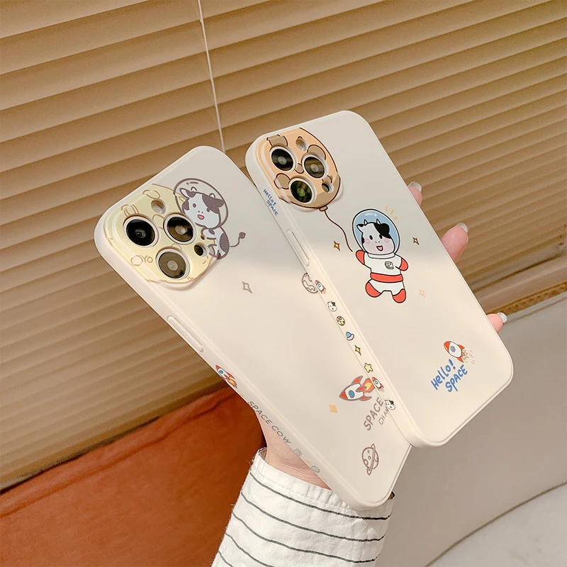 Cartoon Cow Astronaut Phone case for iphone 12 11 Pro Max 12MiNi X XS Max XR 7 8 6 Plus SE 2 Lens protection silicone Soft cover
Cartoon Cow Astronaut Phone case for iphone 12 11 Pro Max 12MiNi X XS Max XR 7 8 6 Plus SE 2 Lens protection silicone Soft cover