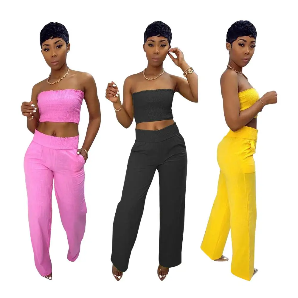 European fashion solid color ladies casual suit slim strapless sleeveless tube top and trousers two-piece suit
European fashion solid color ladies casual suit slim strapless sleeveless tube top and trousers two-piece suit