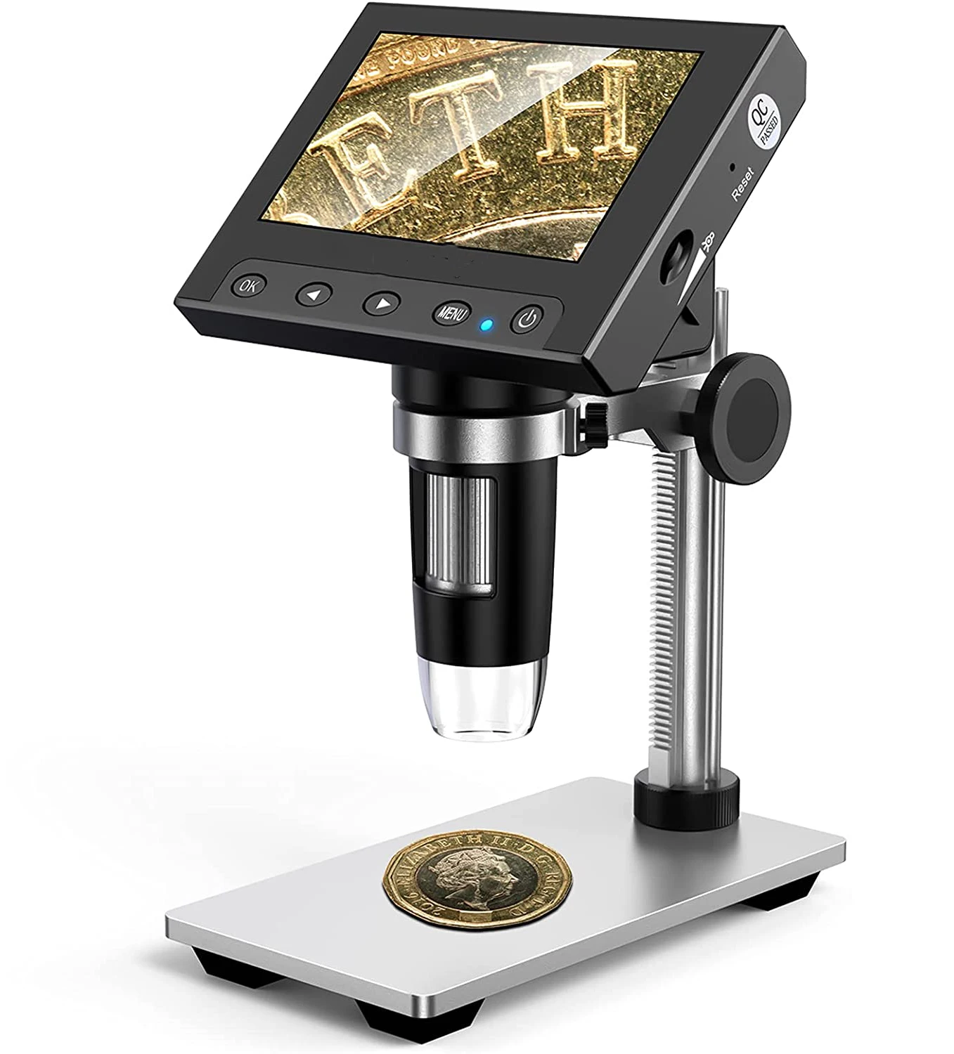 4.3" LCD Digital Microscope 50X-1000X Handheld Coin Microscope with Metal Stand 8 LED Lights for Observing Coin/Plant/Rocks/PCB
4.3" LCD Digital Microscope 50X-1000X Handheld Coin Microscope with Metal Stand 8 LED Lights for Observing Coin/Plant/Rocks/PCB