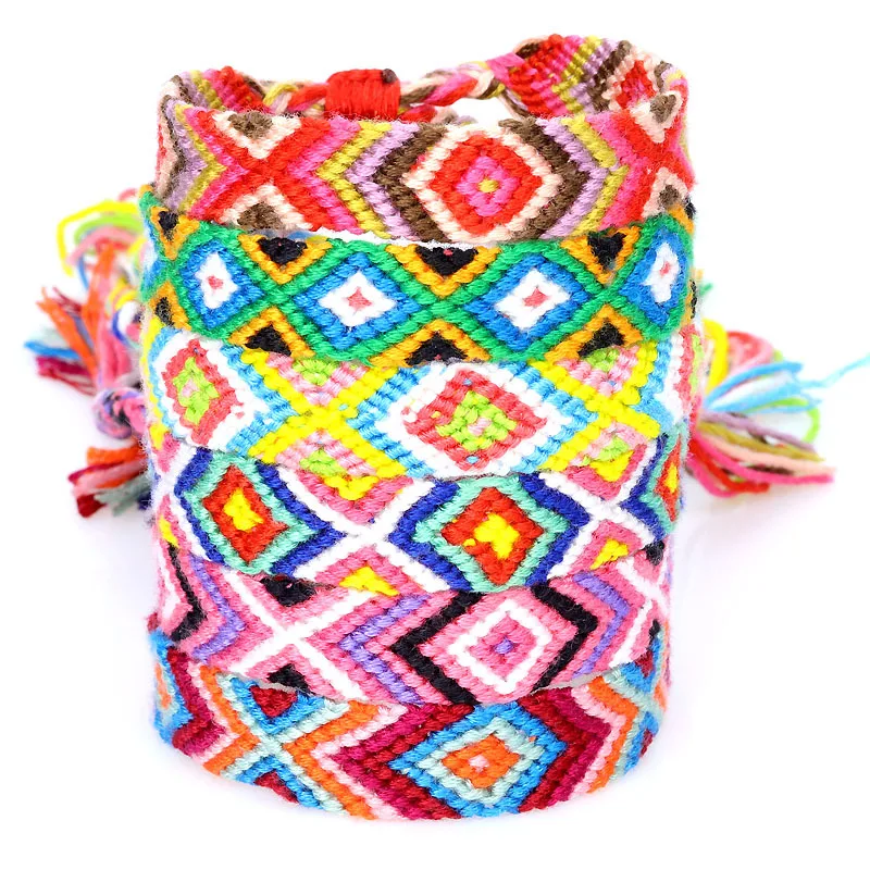 Woven Friendship Bracelet Hot Selling European and American Popular Rope Color Cotton Handmade Bracelet
Woven Friendship Bracelet Hot Selling European and American Popular Rope Color Cotton Handmade Bracelet
