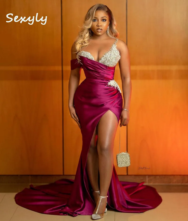 Rose Red Plus Size African Evening Dresses With Beaded Spaghetti Strap Mermaid Prom Dress 2022 Split Night Formal Robe De Soiree
Rose Red Plus Size African Evening Dresses With Beaded Spaghetti Strap Mermaid Prom Dress 2022 Split Night Formal Robe De Soiree