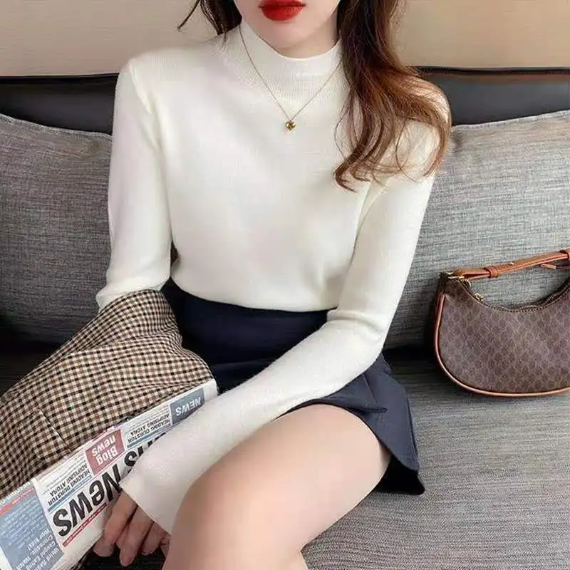 Autumn Winter 2021 New Solid Color Base Shirt Versatile Long Sleeve Slim Half High Collar With Sweater Sweater Sweater Pullover 
Autumn Winter 2021 New Solid Color Base Shirt Versatile Long Sleeve Slim Half High Collar With Sweater Sweater Sweater Pullover