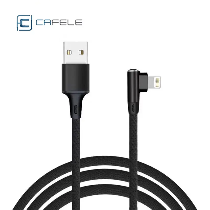 Cafele кабель USB 2.4A 2 м нейлон 90 ° usb для передачи данных кабели Iphone 6 7 8 S Plus X Xs Max Ipad Mini 1 3