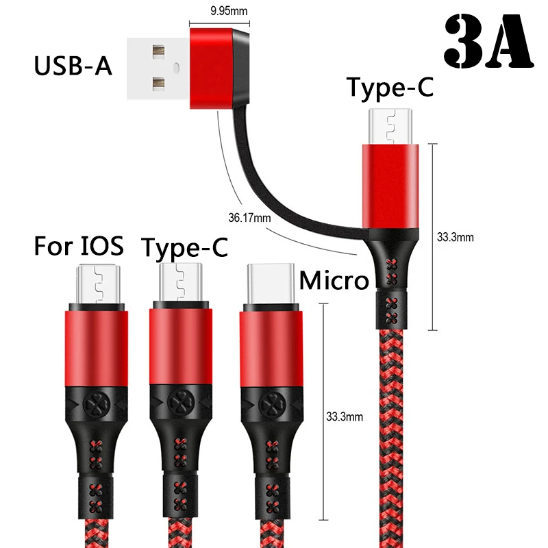 Лидер продаж 5 в 1 зарядный кабель Micro USB Type-C мульти Usb-порт шнур внешний провод для