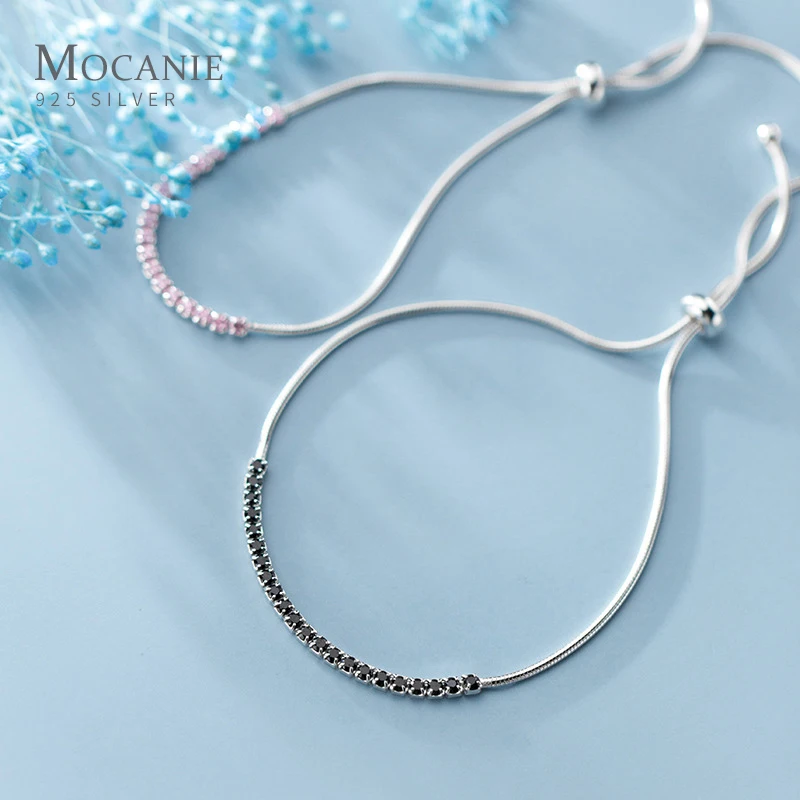 Mocanie Authentic 925 Sterling Silver Pink & Black Crystal Adjustable Snake Bone Chain Bracelet Bangle for Women Fine Jewelry
Mocanie Authentic 925 Sterling Silver Pink & Black Crystal Adjustable Snake Bone Chain Bracelet Bangle for Women Fine Jewelry