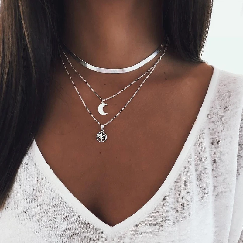 Blade Chain Layered Necklace Vintage Fashion Life Tree Metal Moon Pendant Choker Necklace Glamour Gift Stainless Steel
Blade Chain Layered Necklace Vintage Fashion Life Tree Metal Moon Pendant Choker Necklace Glamour Gift Stainless Steel