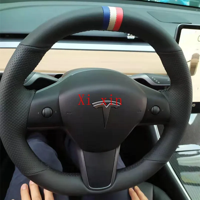 For Tesla 2019-2021 Model 3 model Y Custom hand-stitched leather suede anti-slip and sweat-absorbent steering wheel cover
For Tesla 2019-2021 Model 3 model Y Custom hand-stitched leather suede anti-slip and sweat-absorbent steering wheel cover