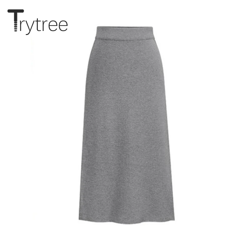 Женская Повседневная юбка Trytree, весна-осень 2021, однотонная офисная трикотажная юбка до середины икры с эластичным поясом и разрезом, 4 цвета 
Женская Повседневная юбка Trytree, весна-осень 2021, однотонная офисная трикотажная юбка до середины икры с эластичным поясом и разрезом, 4 цвета