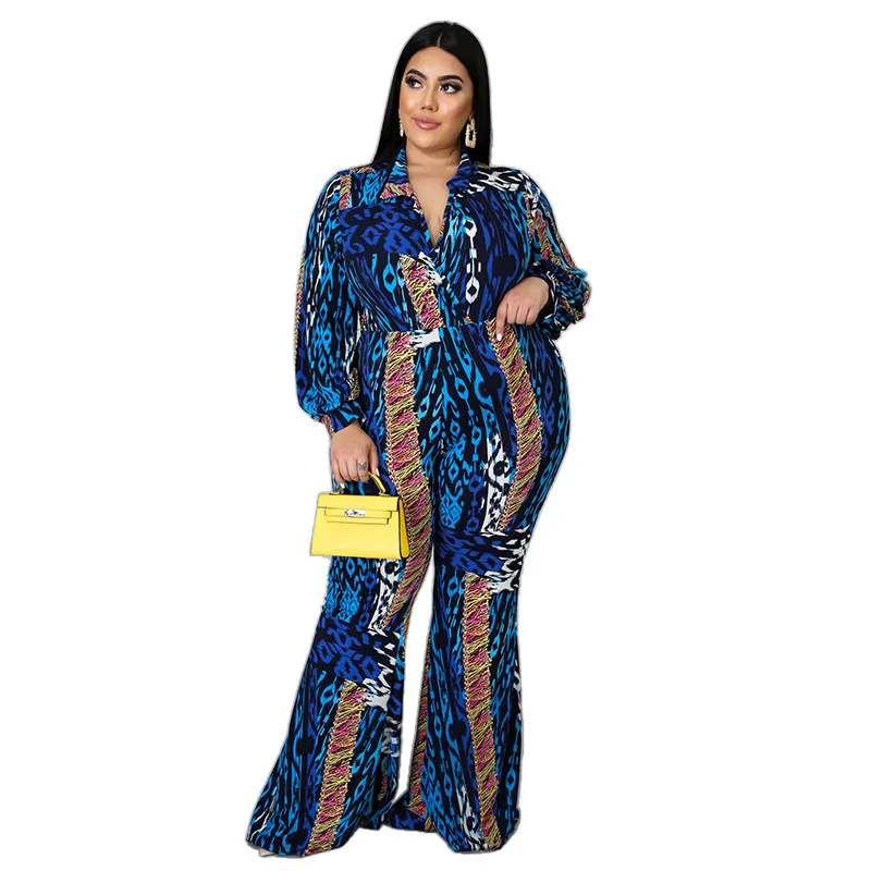 2020 Autumn Lady's Multicolor Printing Jumpsuits Casual Female Full Sleeve t=Turn-down Collar Bell-bottomed Rompers Hot Selling
2020 Autumn Lady's Multicolor Printing Jumpsuits Casual Female Full Sleeve t=Turn-down Collar Bell-bottomed Rompers Hot Selling