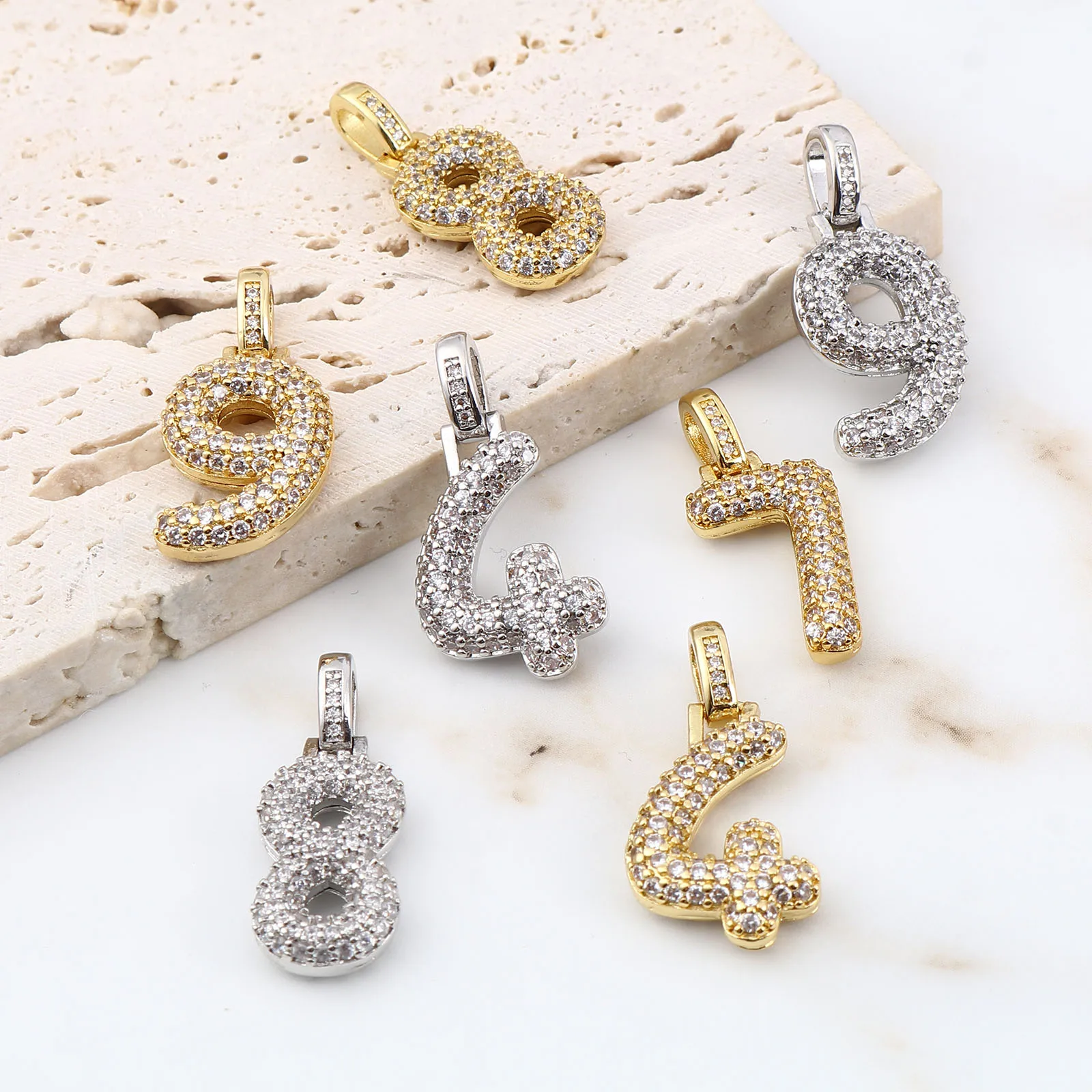 Number 0-9 Charms Pendant Copper Micro Pave Charms For Jewelry Making Gold Color Clear Rhinestone Number Pendant Necklace 1PC 
Number 0-9 Charms Pendant Copper Micro Pave Charms For Jewelry Making Gold Color Clear Rhinestone Number Pendant Necklace 1PC