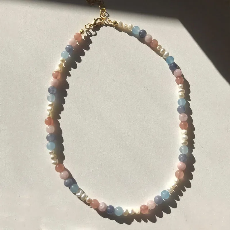 Women Exquisite Fashion Color Bead Necklace Bohemia Freshwater Pearl Jewelry Party Banquet Beach Charm Цепочки И Ожерелья 2021 
Women Exquisite Fashion Color Bead Necklace Bohemia Freshwater Pearl Jewelry Party Banquet Beach Charm Цепочки И Ожерелья 2021