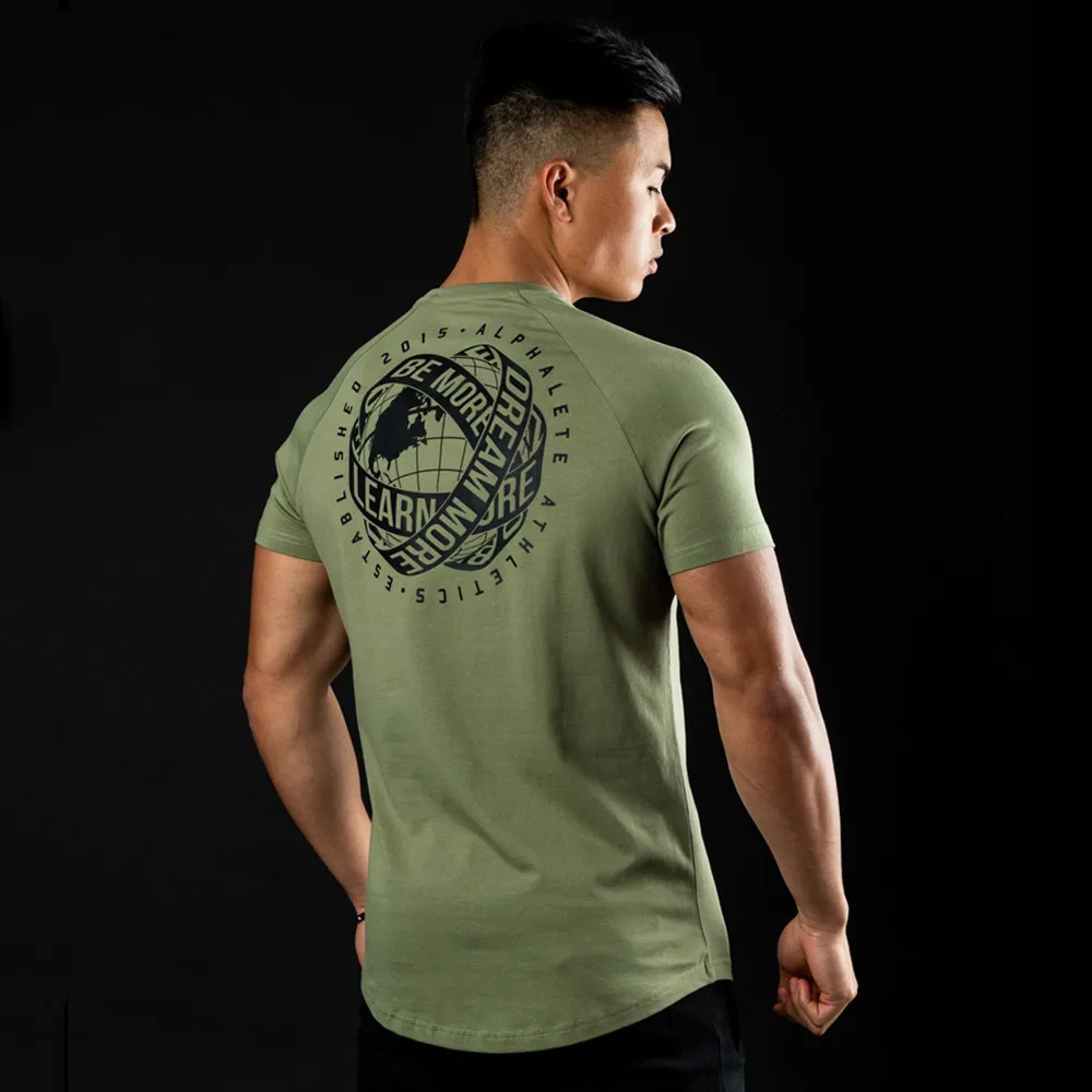 

Kaus Cetak Kasual Musim Panas Kaus Lengan Pendek Katun Pria Gym Fitness Binaraga Olahraga Kaus Ketat Atasan Pakaian Latihan