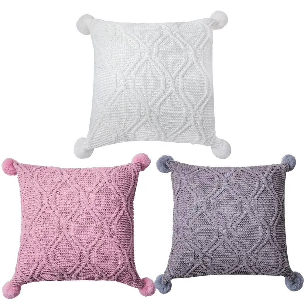 Pillow Chenille Knitting Home Furnishing Accessories Knitted Square Warm Pillowcase Cute Little Balls Zipper Easy Clean
Pillow Chenille Knitting Home Furnishing Accessories Knitted Square Warm Pillowcase Cute Little Balls Zipper Easy Clean